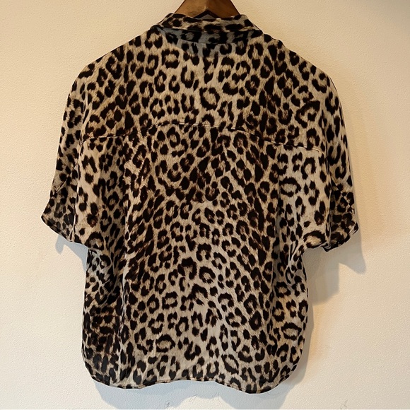 Rag and Bone Saunders Silk Leopard Print Button Front Batwing Sleeve Blouse - Picture 10 of 10